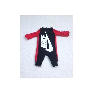 Nike Romper Baby Newborn Black Red Long Sleeve Futura Logo Snap One Piece